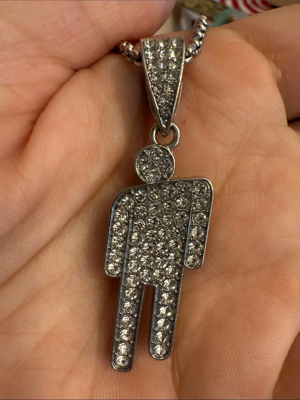 Blohsh Billie Eilish Crystal Bling Pendant Necklace Silver Women Jewelry
